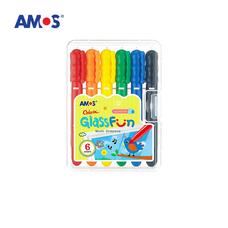 Стеклянный набор цветных мелков AMOS GF6PC Fun Artboard простой в очистке безопасный и