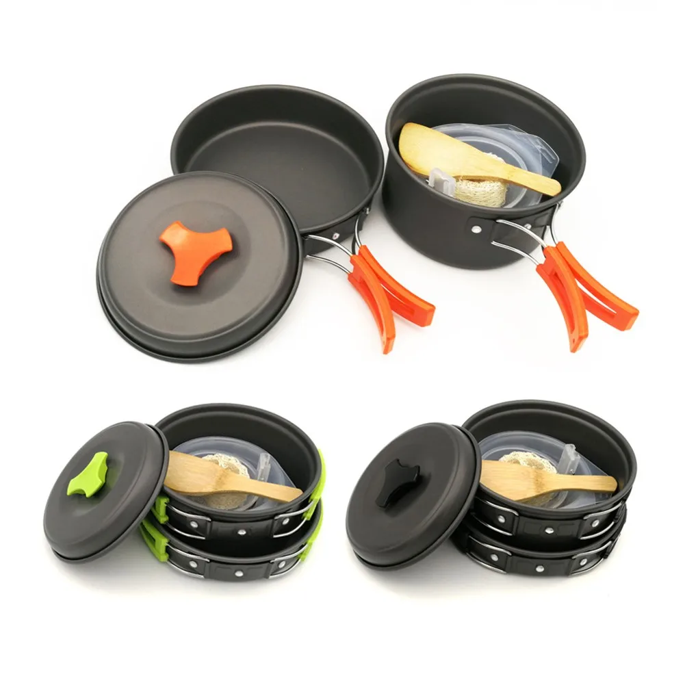 

Outdoor Camping Cooking Set Frying Pan 1-2 People Cookware Kit For Travel Hiking Picnic Barbecue Pots Utensils Bowl Spoon