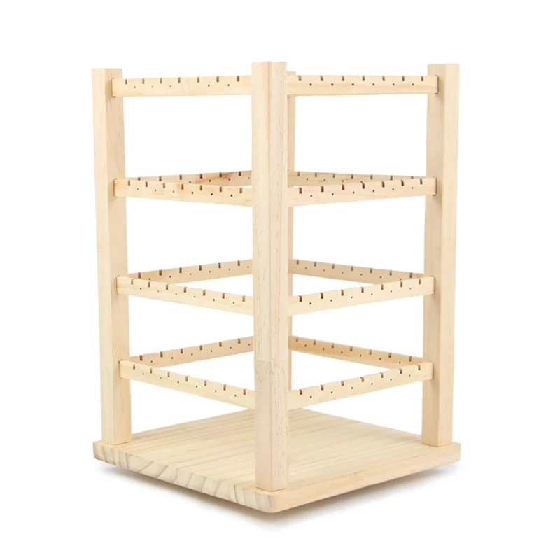 

Rotating Earring Holder and Jewelry Organizer, 4 Tiers Jewelry Rack Display Classic Stand, 96 Holes and 112 Grooves
