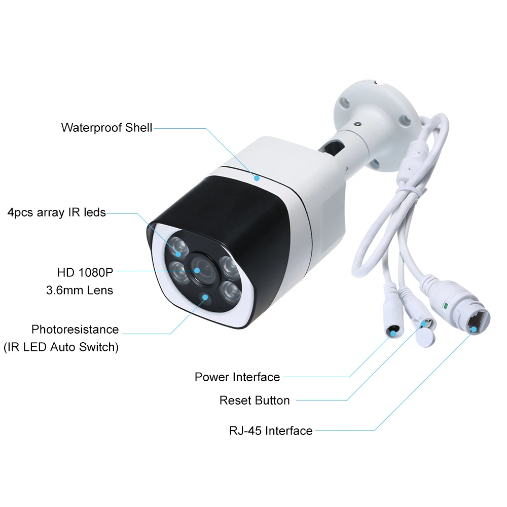 

1080P Wireless IP Camera Audio Sound SD Card Record Outdoor Weatherproof Security Camera CCTV Surveillance Bullet Camera