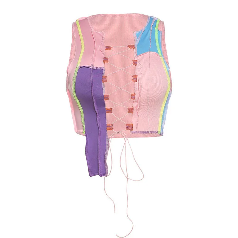 Пикантные выдалбливать камзол для женщин в стиле панк ребристые вязаные кроп