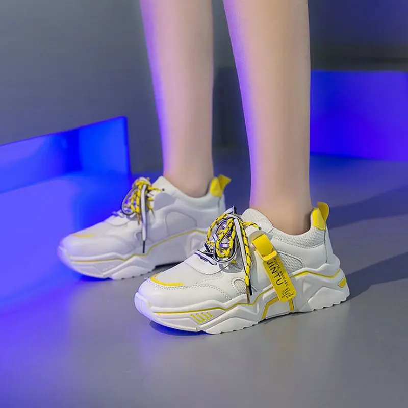 2019 г. новая осенняя женская обувь на толстой подошве кроссовки с дышащей сеткой