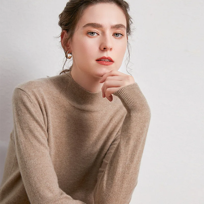 

FAKUNTN Women's Sweaters 2020 100% Woollen Autumn Winter New Arrival Turtleneck Pullovers Knitted Sweaters Soft Slim Pull Femme