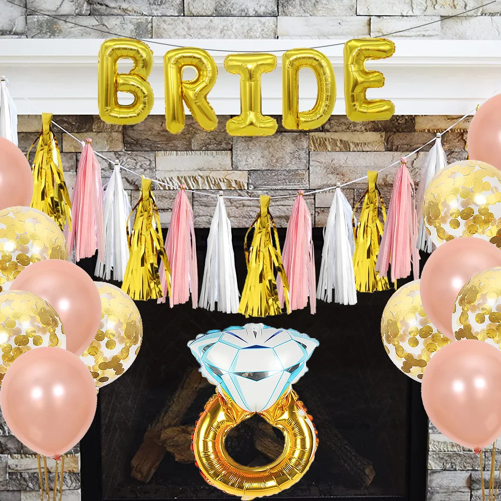 

Wholesale Bachelor Party Decoration Balloon Set BRIDE TO BE Balloon Strap Tassel Globos Wholesale