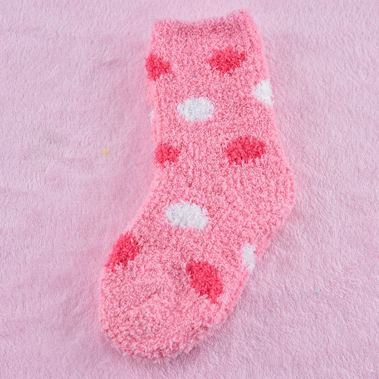 1 par de mediados de-longitud de pantorrilla calcetines dulce caramelo c&aacute;lida lana color Coral beb&eacute; calcetines suave caliente para 3-8 a&ntilde;os los ni&ntilde;os-3