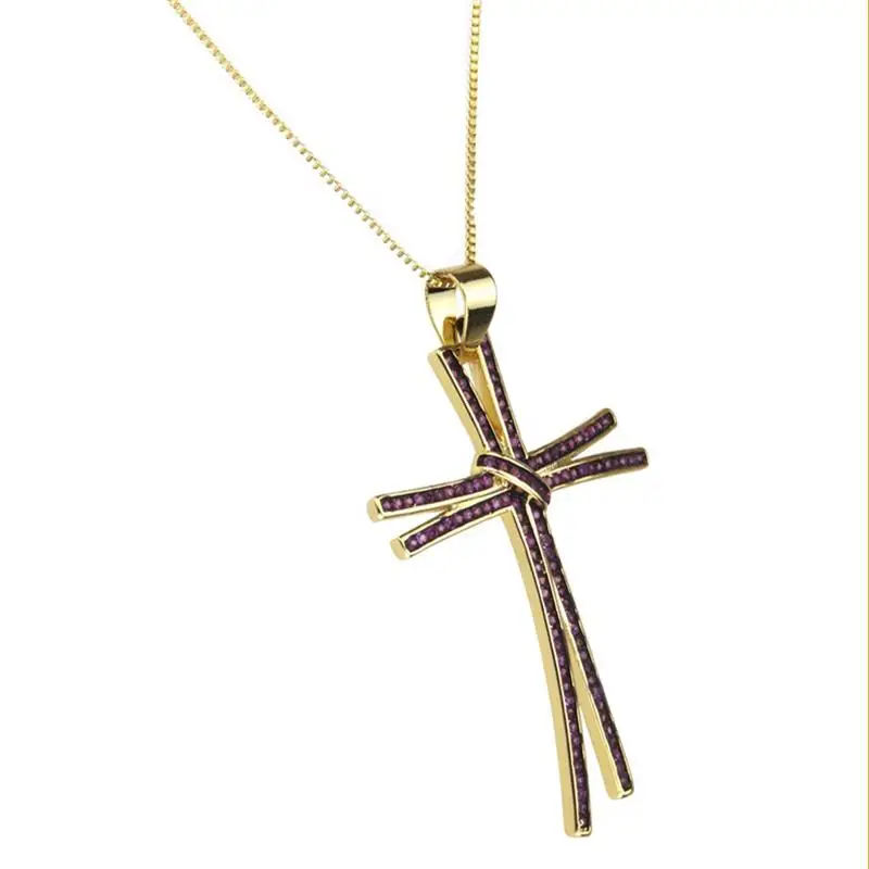 SUNSLL модное золотое ожерелье нового дизайна циркониевое с кулоном крестом