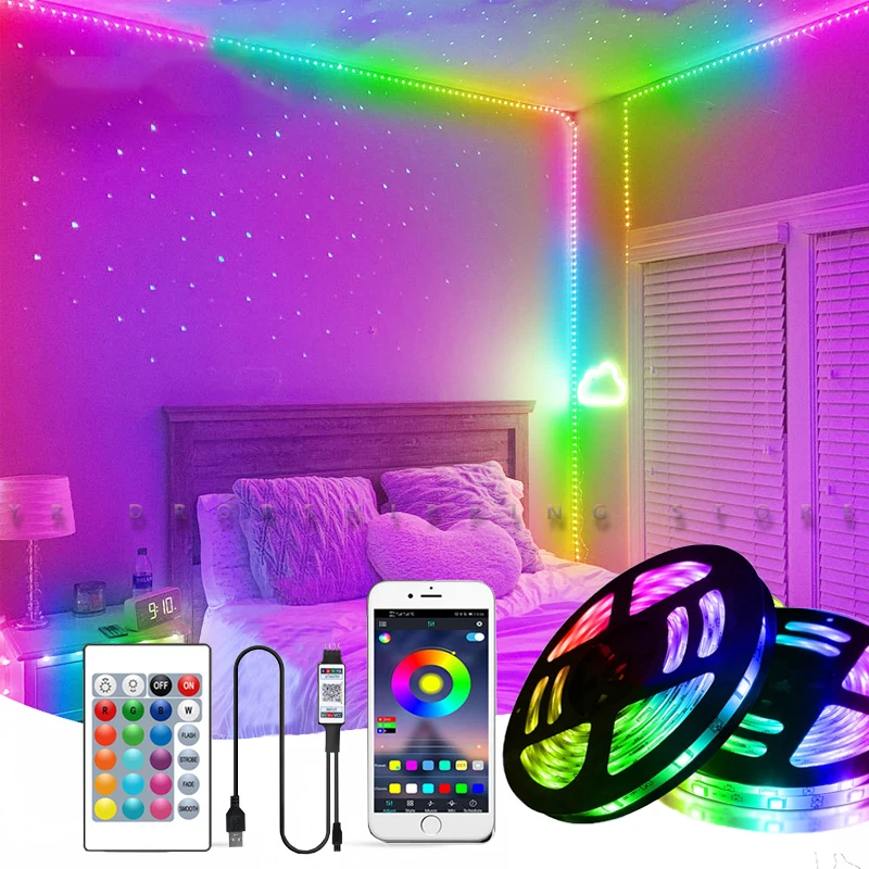 

Bluetooth-compatib Led Strip Light 5V SMD 5050 RGB Diode Ribbon APP Control Holiday Party Bedroom PC TV BackLight for Room Decor