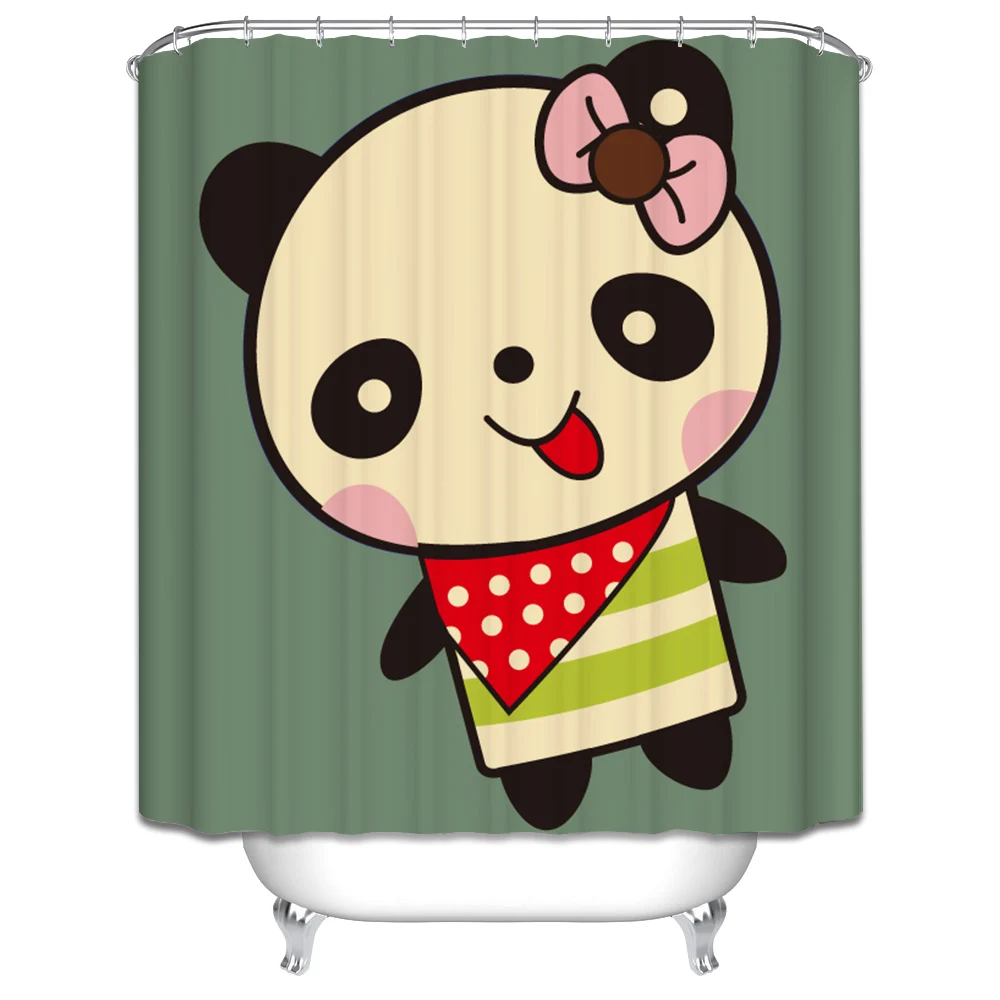 

Shower Curtains Cartoons Panda 3D Print Waterproof Shower Curtain Bathroom Curtains Bath Screen Bathroom Decor With Hooks