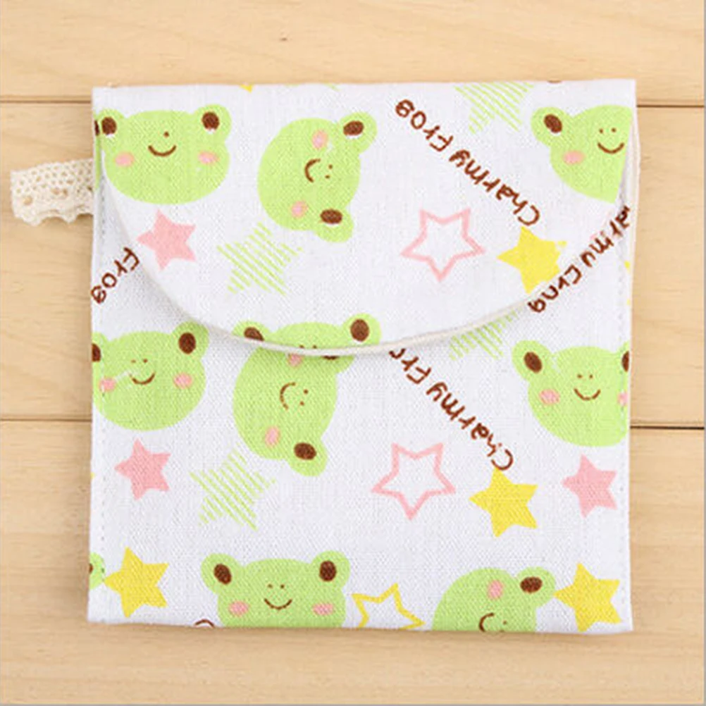 

1Pcs 5 Patterns Wholesale Travel Sanitary Towel Bag Traveling Cute Brief Cotton Full Dots Sanitary Napkin Bags