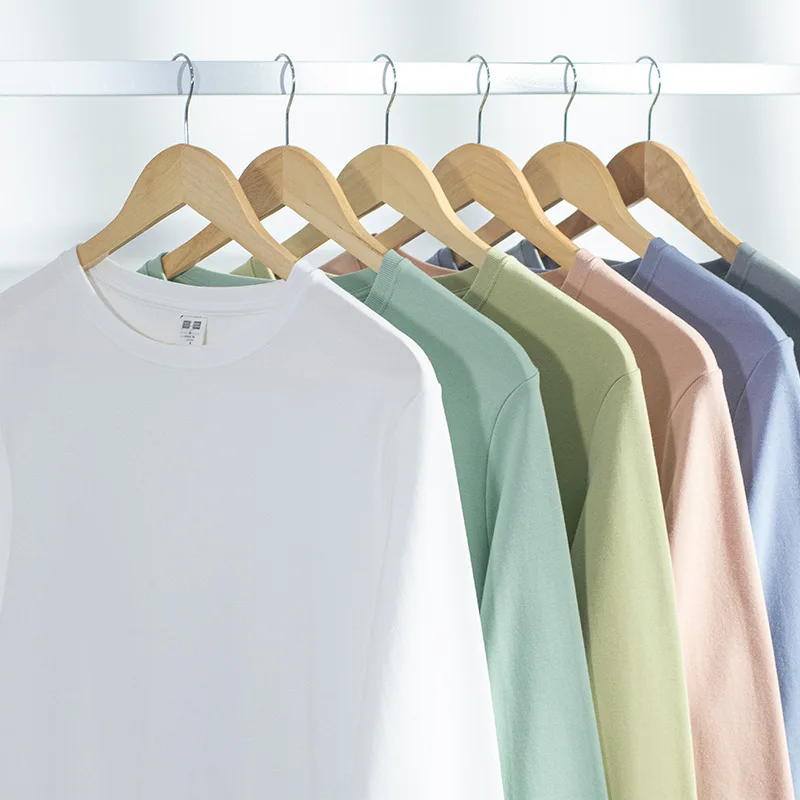 Футболка мужская с длинным рукавом однотонная хлопковая рубашка топ без