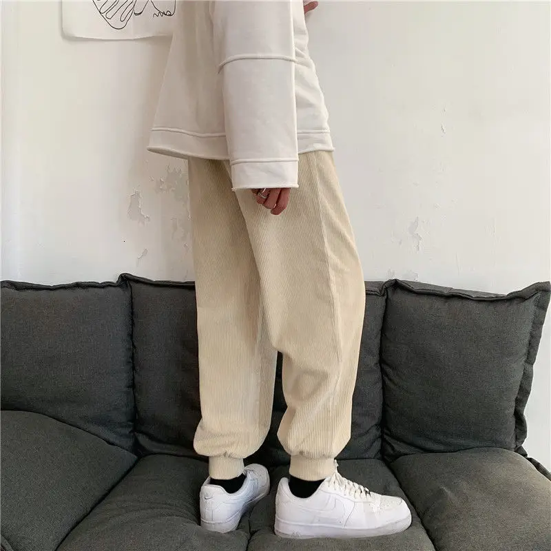 Брюки мужские вельветовые на весну и осень модные повседневные штаны в стиле