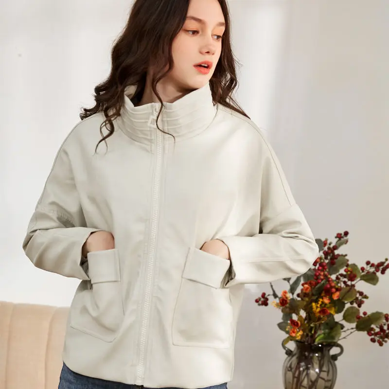 LOMAIYI весна/осень кожаная куртка женское блестящее пальто женские черные/красные