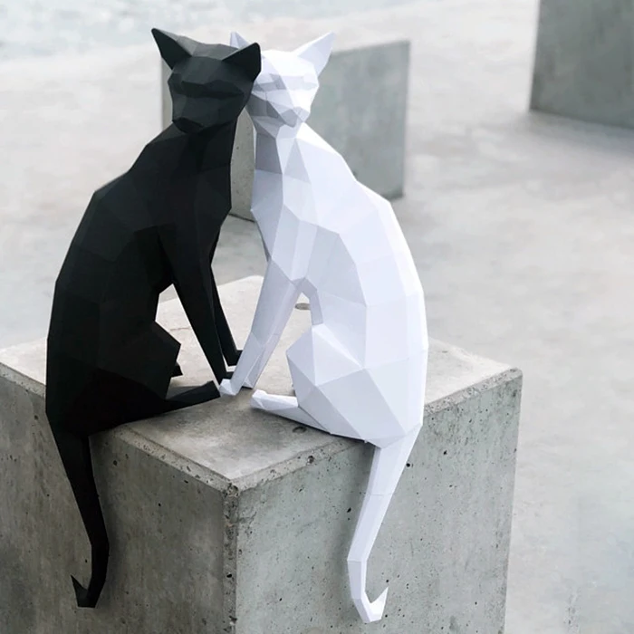 

3D Papercraft Paper Sphynx Hairless Wall Cat Black Bedroom Decor Art Garden Decorations Home Hallway Party Decorations Diy Toys