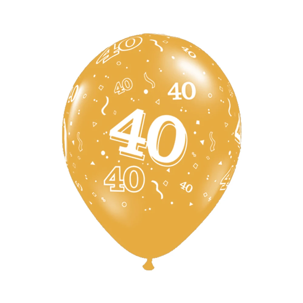 gold 40 10 шт. 12 дюймов золотой серебряный черный 21 30 40th 50th латексные воздушные шары для взрослых День рождения Свадебные украшения юбилейные поставки - Color: gold 40