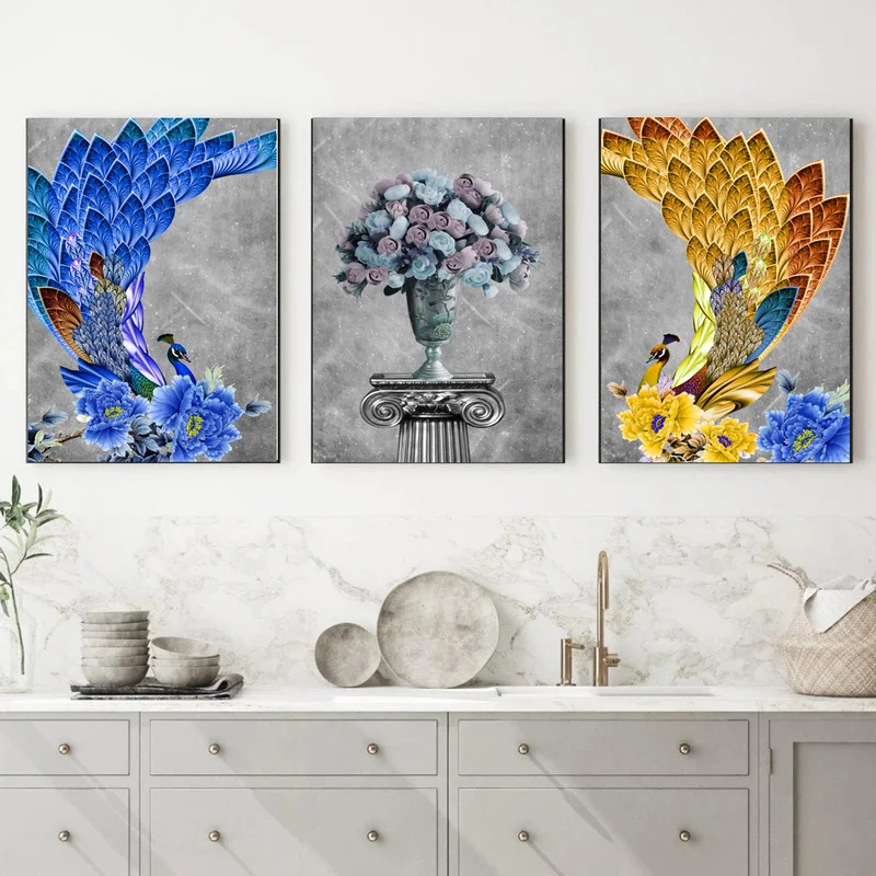 Современные художественные абстрактные постеры павлина, холст, живопись, постеры и принты, настенные художественные картины для гостиной, домашний декор