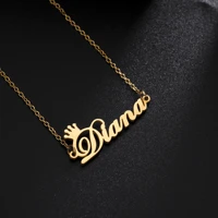 sipuris personalized custom crown name letter pendant necklace for women stainless steel customized chain necklaces jewelry