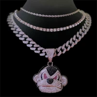 aaa rhinestone iced out miami cuban link chain orangutan monkey pendant necklace for mens chains hip hop jewelry on the neck