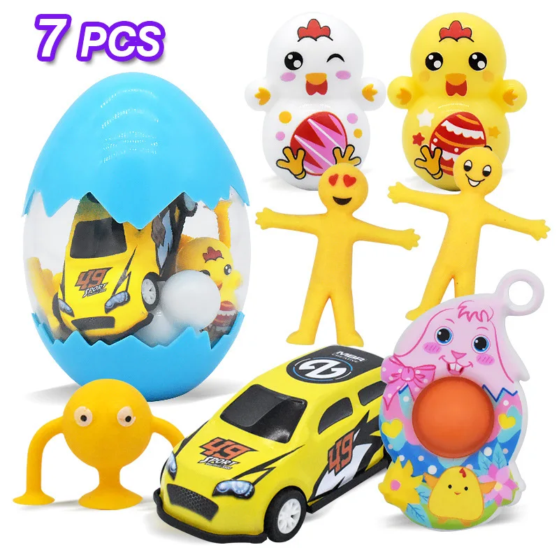 

7/8/9 Pack Sensory Fidget Toys Set Easter Egg Pack Push Pop Bubble Popper Squishy Toys Squeeze Simple Dimple Monkey Noodles
