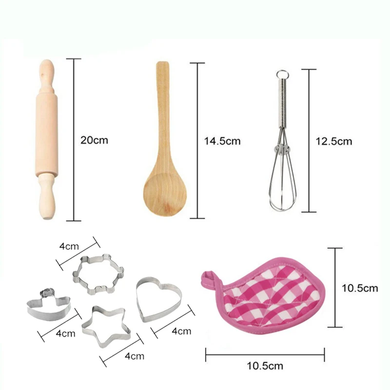 

11Pcs Prended Play Toys Kitchen Cooking Apron Hat Model Sets Pink Cute Educational Toys Gifts For Children Kids Girl