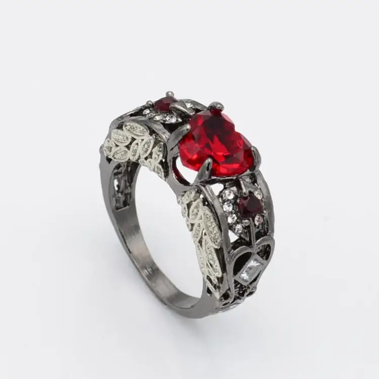 Горячая продажа в форме сердца 925 Серебряное кольцо многоцветное обручальное