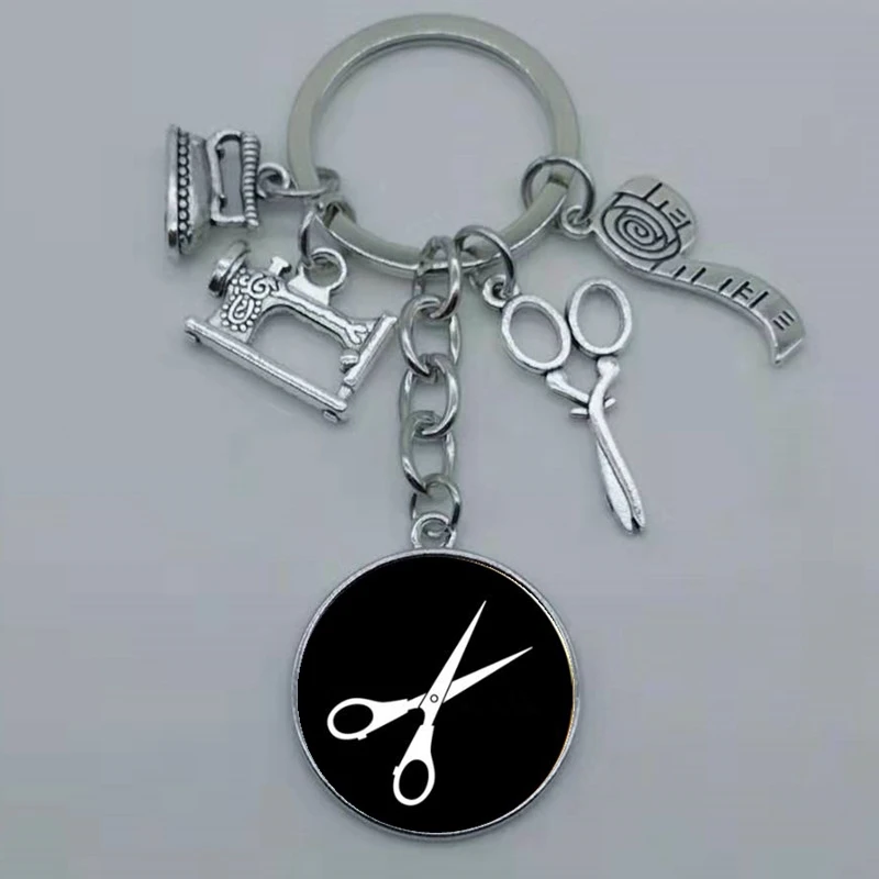 Новинка Модная бижутерия швейная машина железные ножницы линейка выпуклая