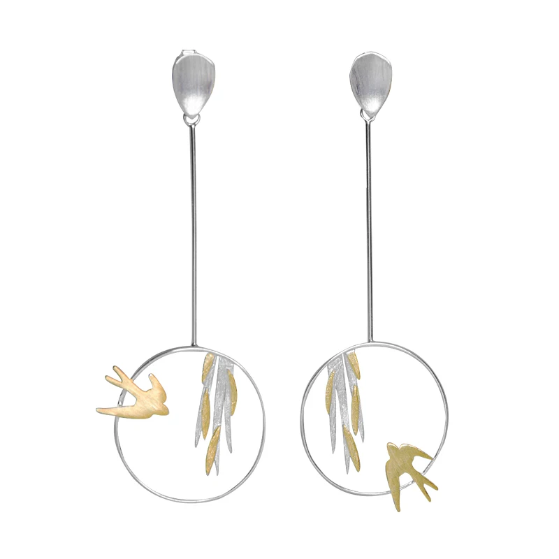 

Fanling light willow flying swallow Earrings S925 pure silver the beauty of poetic mood S925 pure silver