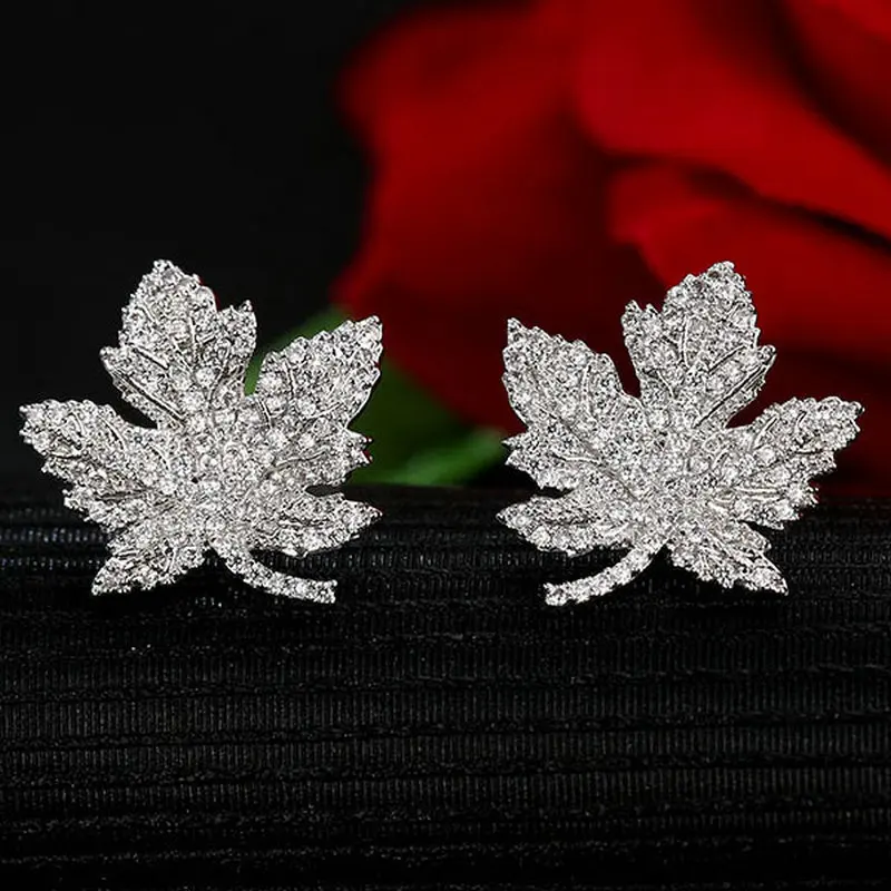 Серьги гвоздики в Форме Кленового Листа 1 пара|Серьги-гвоздики| |