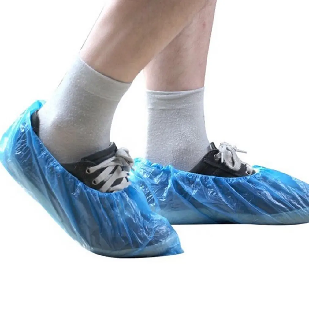

Blue Plastic Disposable Shoe Covers Rain Outdoor Carpet Waterproof Shoe Cover Overshoes Protector Women Men Shoes Cover