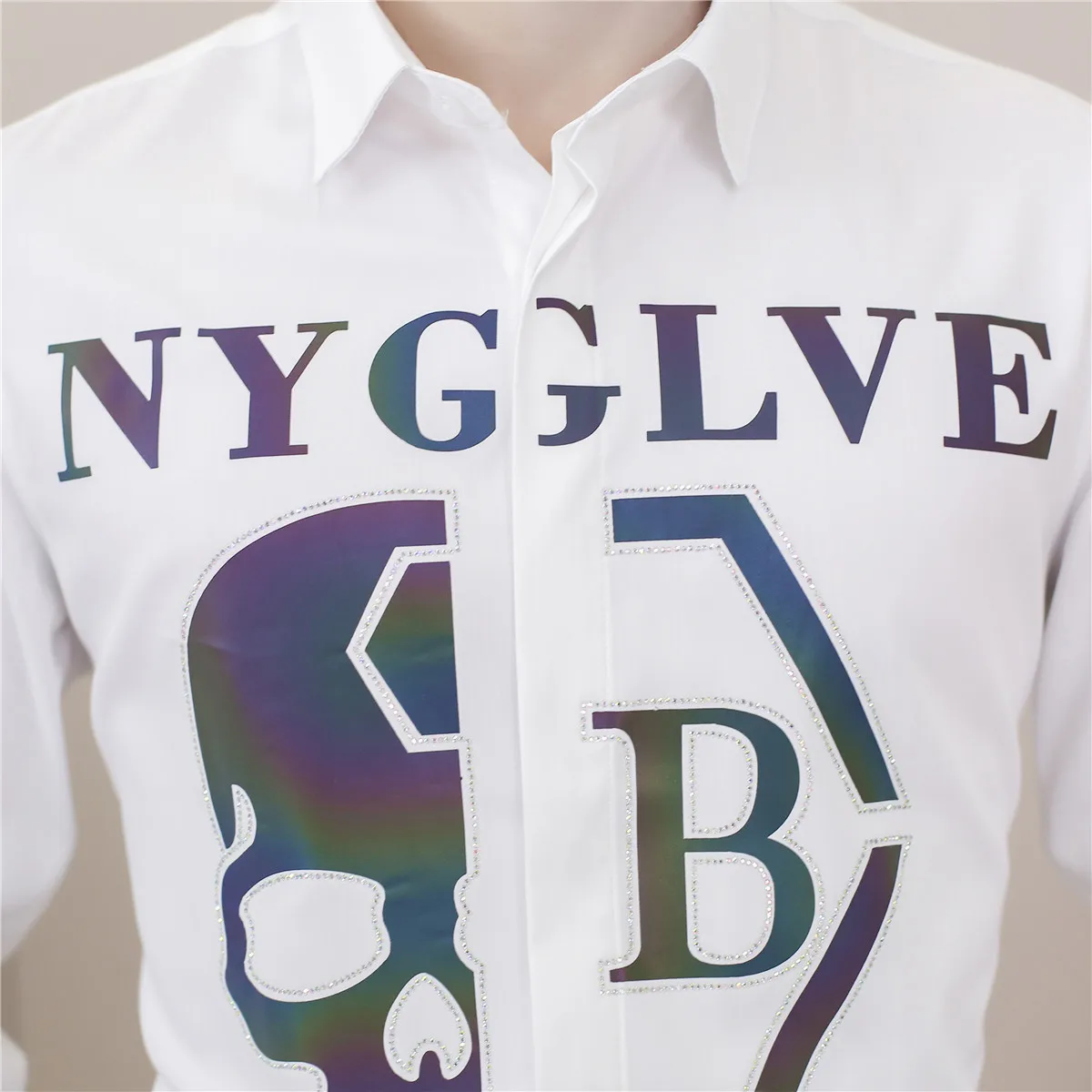 

Shirts Skull Print for Men Fashion Chemise Homme 2021 Spring Long Sleeve Casual Shirt Slim Fit Dress Streetwear Social Blouse