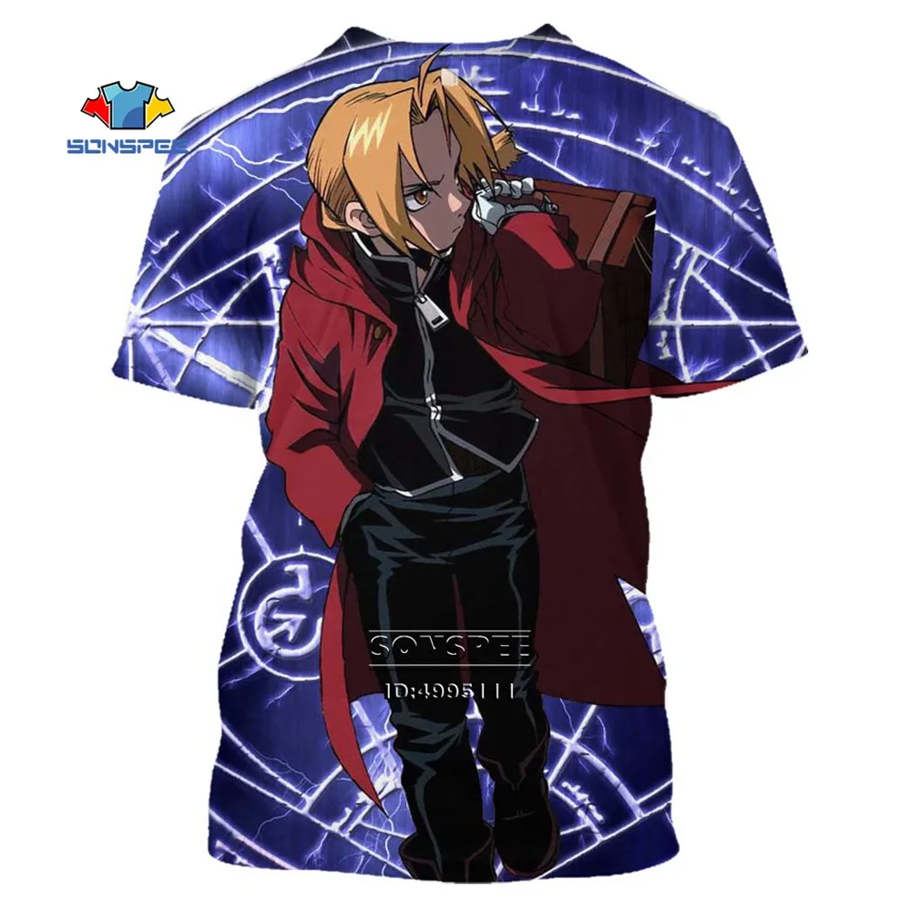 

SONSPEE 3D Fullmetal Alchemist Brotherhood Men's T Shirts Casual Harajuku Vintage Anime Edward Elric Tops Mens Tee Shirt Homme