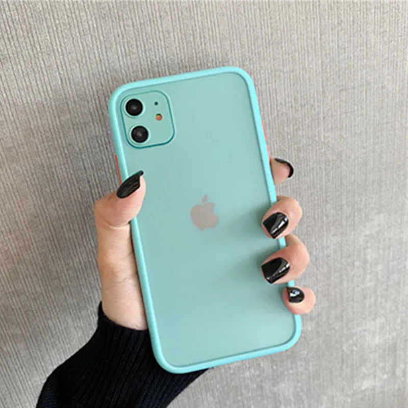 Простой мятный Гибридный матовый чехол бампер для iPhone 12 SE 2020 11 Pro Max XR XS 8 7 Plus