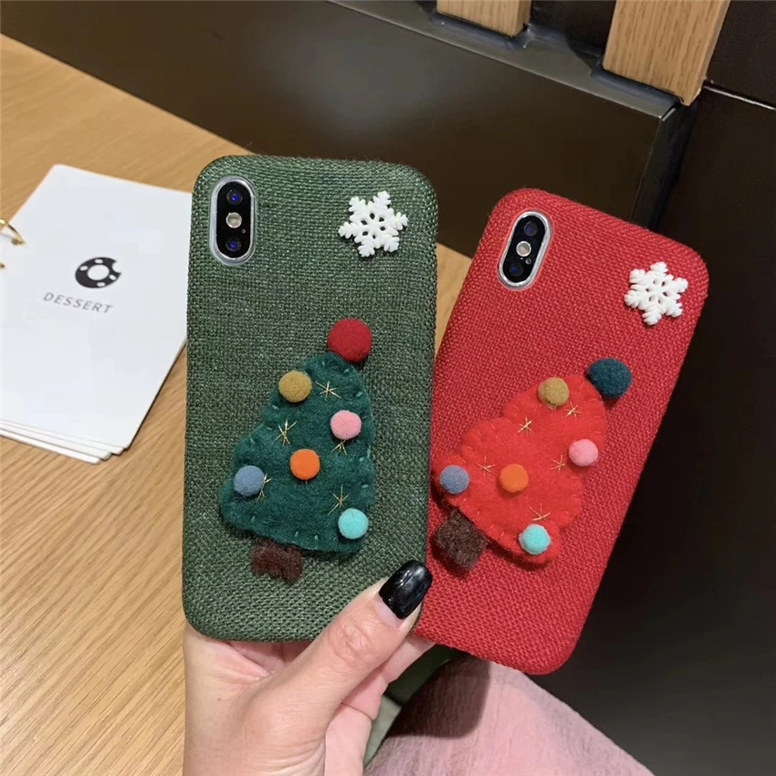 3D мультфильм чехол для телефона с рождественским рисунком iPhone 6 7 8 plus плюшевый