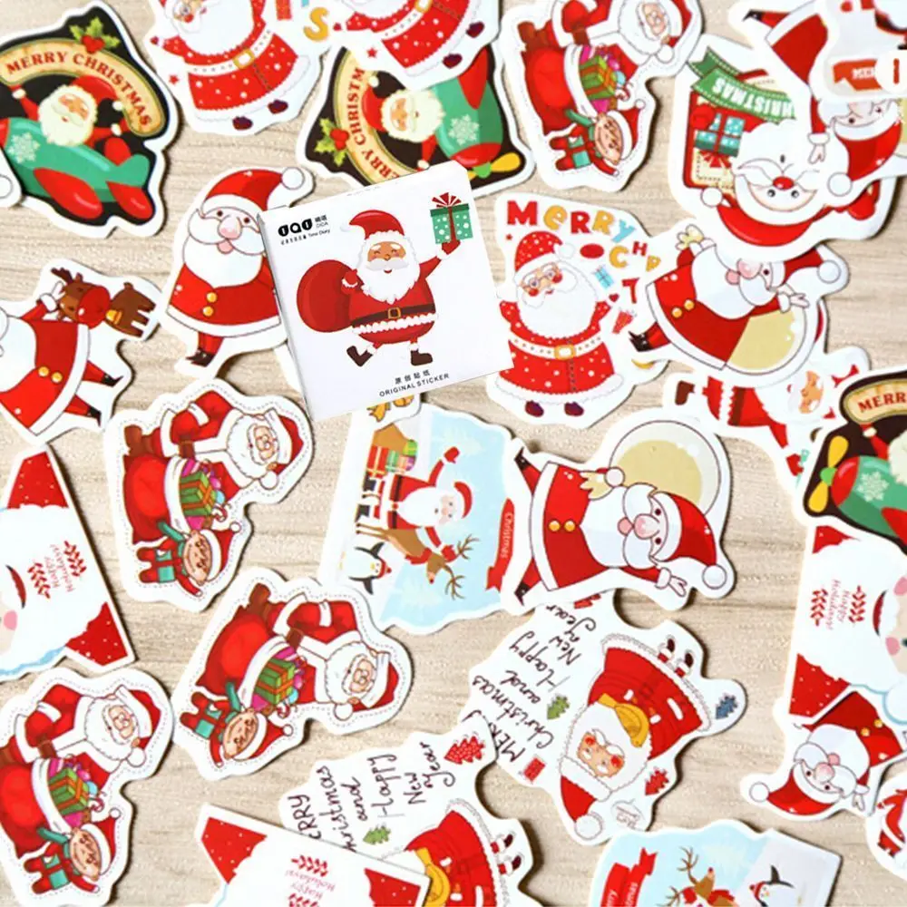 

48Pcs Christmas Paper Stickers Decoration Decal Home Decor Xmas Santa Claus Scrapbooking Sticker Stationery School Supplies Gift