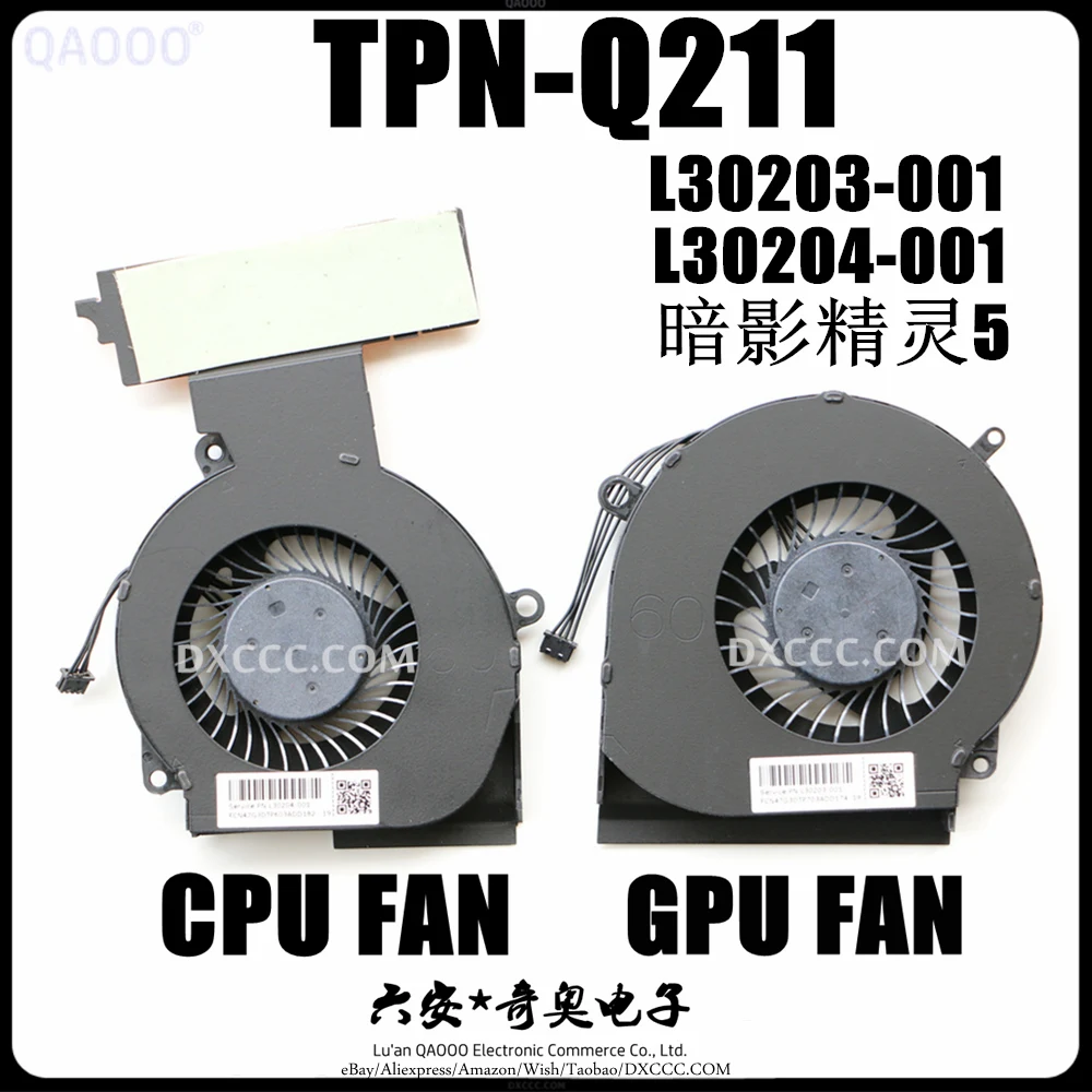 

QAOOO Fan For HP Omen 15-DC 15-DC0013TX 15-DC0004TX 15-DC0005TX 15-DC0011TX 15-DC0153TX Cpu Cooling Fan L30203-001 L30204-001