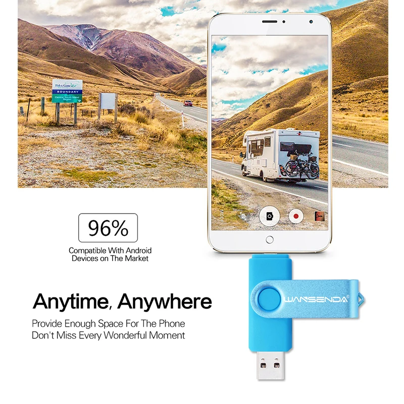 Wansenda USB 3 0 флеш-накопитель 256 ГБ 128 Гб 64 32 16 8 OTG 2 в 1 высокоскоростной Pendrive для Android/ПК