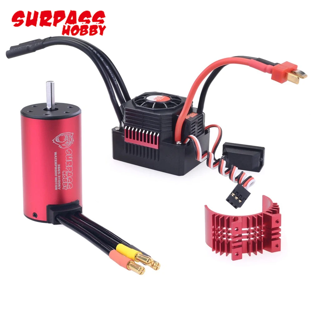 Водонепроницаемый бесщеточный двигатель Surpass Hobby 3665 2900KV с 80A 2 3S Lipo RC ESC S0900M 9 кг