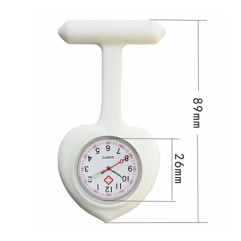 Peach Heart Nurse Watches Pocket Nuring Watch Medical Silicone Quartz Watches Heart Dial FOB Doctor Clock 5pcs