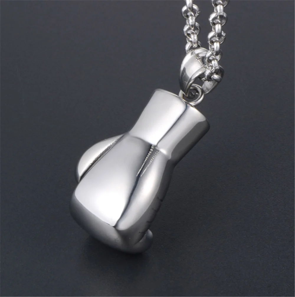 

100% Stainless Titanium Steel Boxing Glove Pendant Personality Punk Retro Glove Necklace
