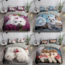 Cute Pet Dog Bedding Set Queen 3D Printed Comforter Duvet Cover Bedclothes 2/3pcs Home Textiles Luxury Housse Couette 200x200