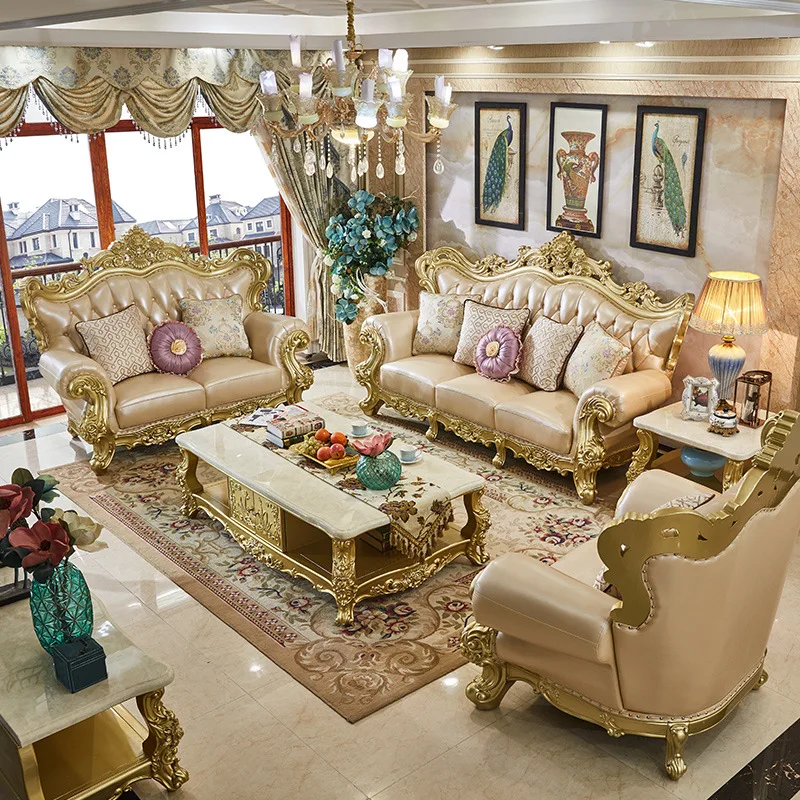 Антикварная мебель для гостиной диван классический дизайн золотые диваны