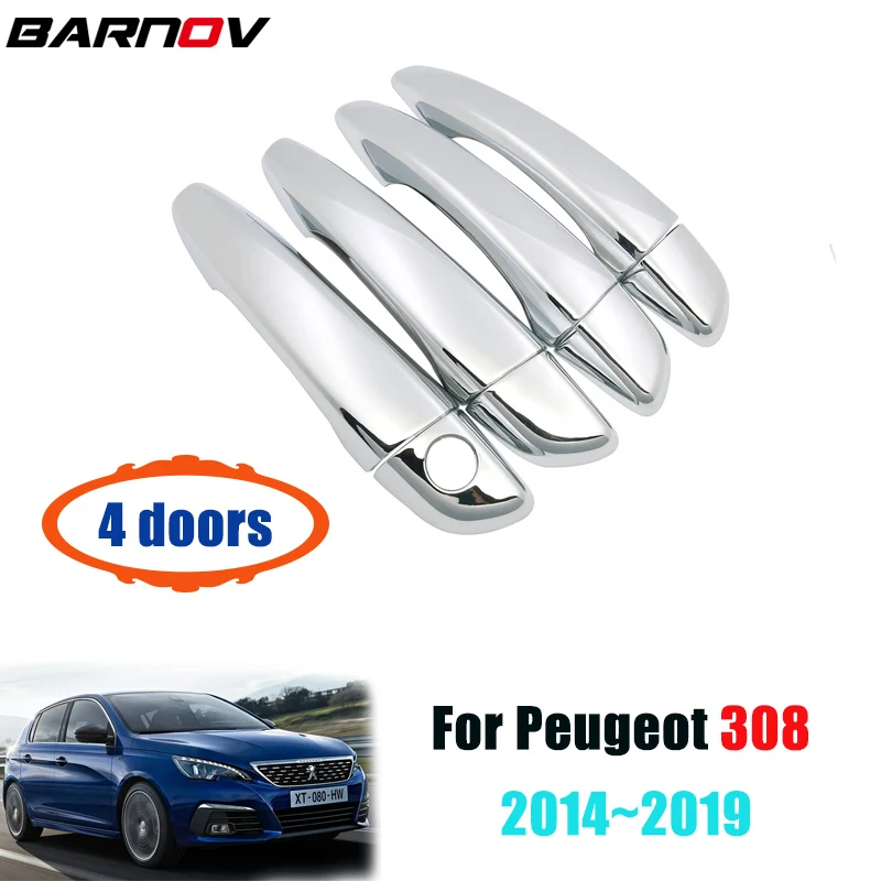 For Peugeot 308 T9 SW GT 2014~2019 Chrome Exterior Door Handle Cover Car Accessories Stickers Trim Set 2015 2016 2017 2018 | Автомобили и