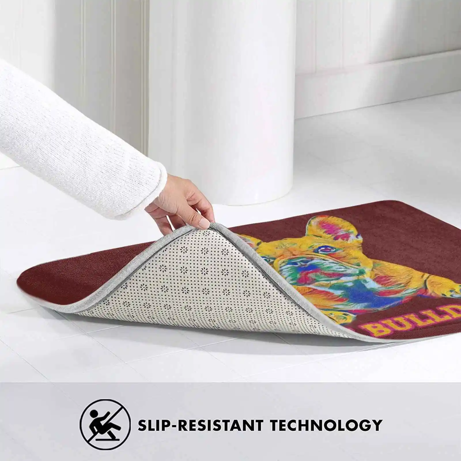 Мягкий интересный комнатный коврик с изображением французского бульдога папы