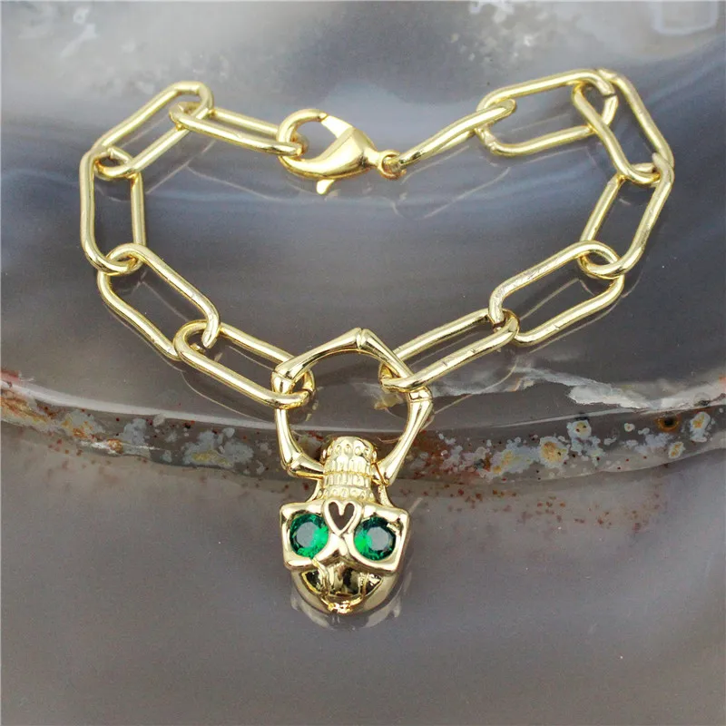 10 шт./лот новый дизайн красочный браслет cz покрытый черепом кубический циркон