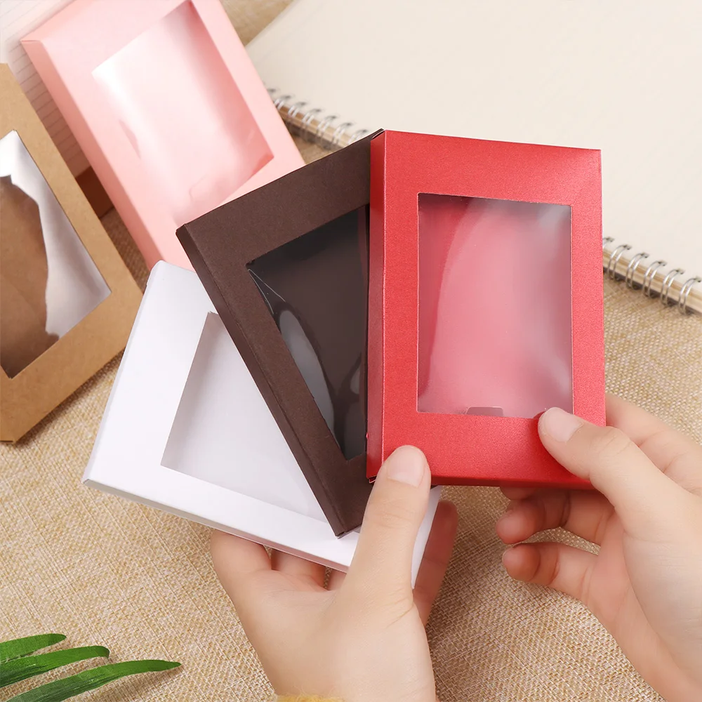 10Pcs Kraft Paper Gift Box Cake Package with Clear PVC Window Candy Wrapping Bag Wedding Birthday Party Favors | Дом и сад