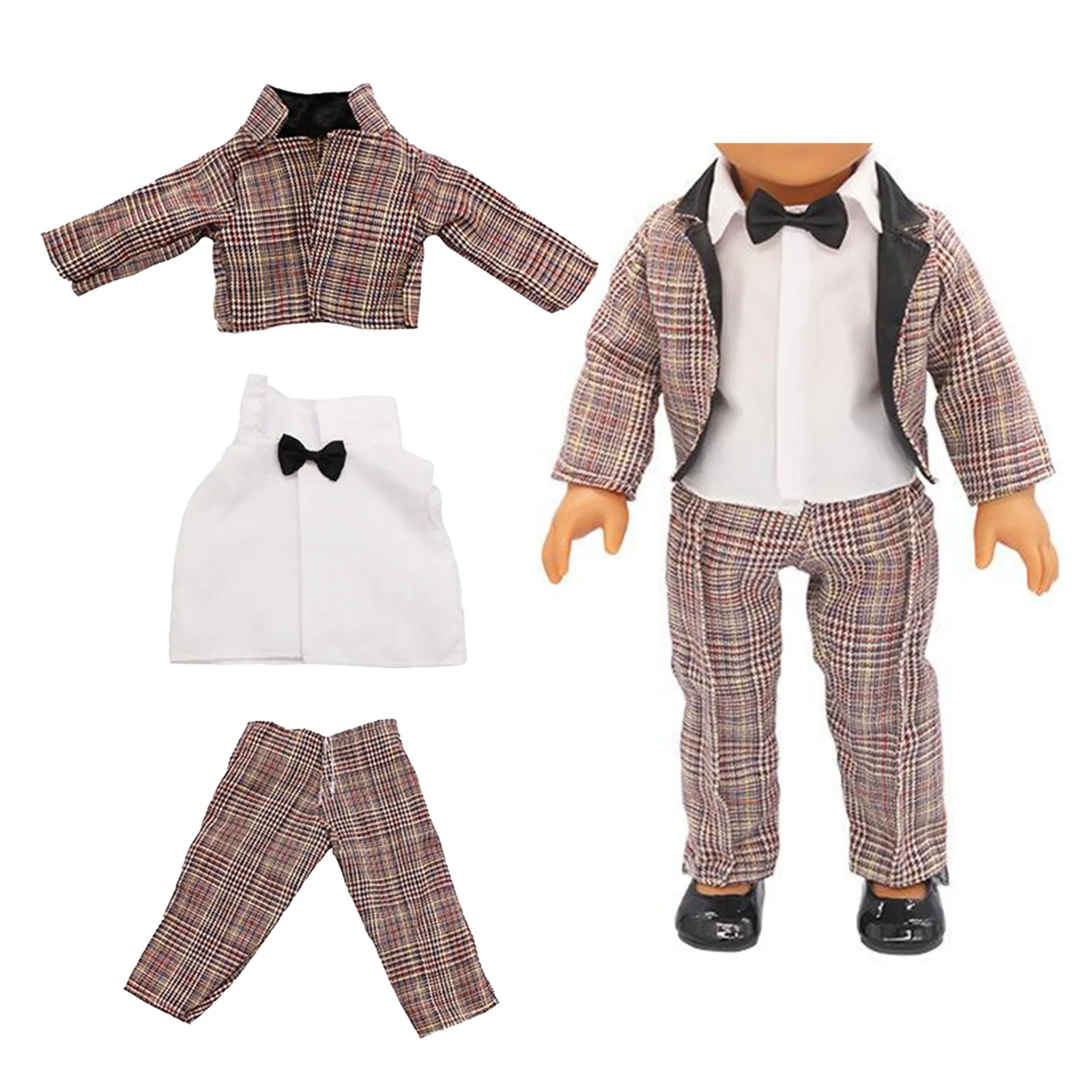 

2Pcs Handmade Party Suit Pants Shirts Set for 18" Dolls Xmas Gifts Clothing