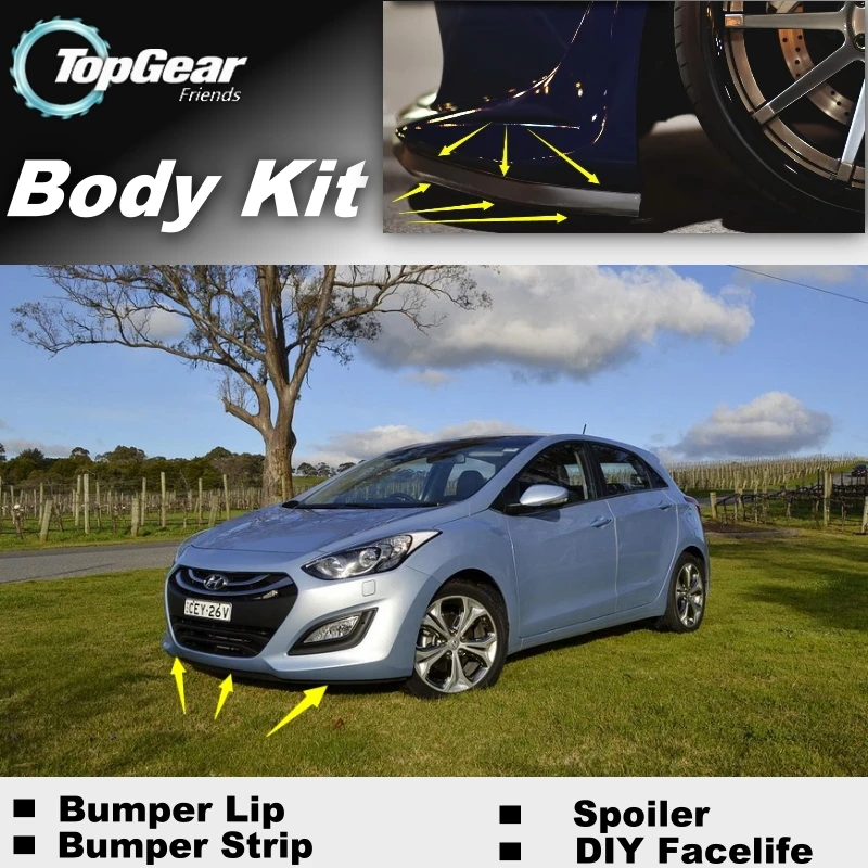 For Hyundai i30 / Elantra GT Bumper Lip / Front Spoiler Deflector For TopGear Friends Car Tuning View / Body Kit / Strip Skirt