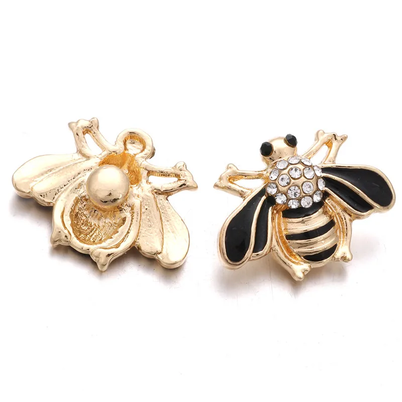 10 шт./лот жесткие металлические кнопки с Пчелкой и стразами золотой цвет подходит