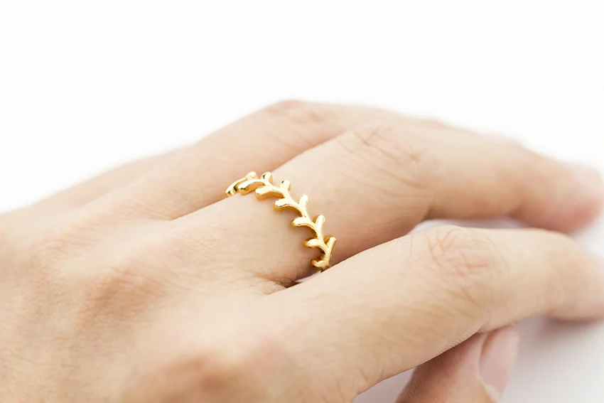 Модные складные кольца в виде листьев папоротника для мужчин Bague Femme золотого