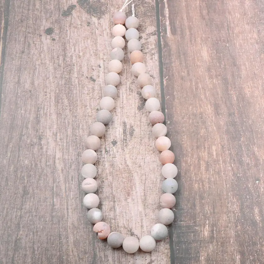 New Round Natural Geode Stone Agates DIY Necklace Bracelet Jewelry Making Polished Crystal Quartzs Loose Bead Mineral 15&quot A991 |