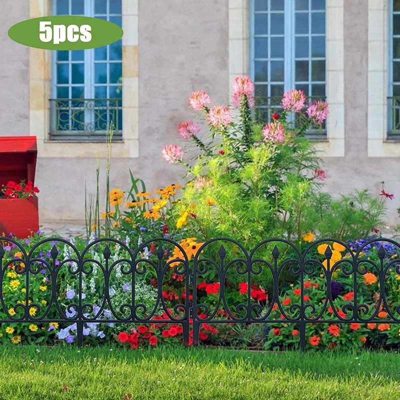

5 Pack Decorative Garden Fence Rustproof Iron Landscape Wire Folding Fencing Edge Patio Flower Bed Animal Barrier